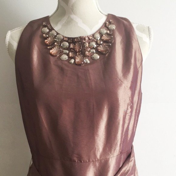 Eliza J brown bronze  iridescent fit and flare satin dress size large - Picture 2 of 3